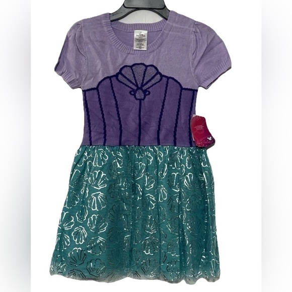 Disney Princess Ariel Little Mermaid Dress Girls 6-6X Pastel Lilac Costume NWT - Picture 9 of 9